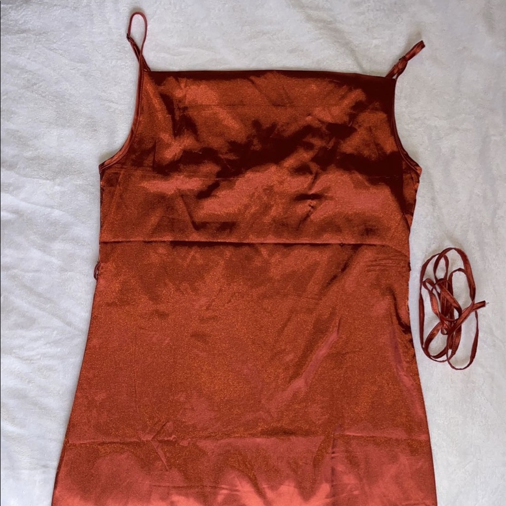 Emerald burgundy cowl neck slip dress
